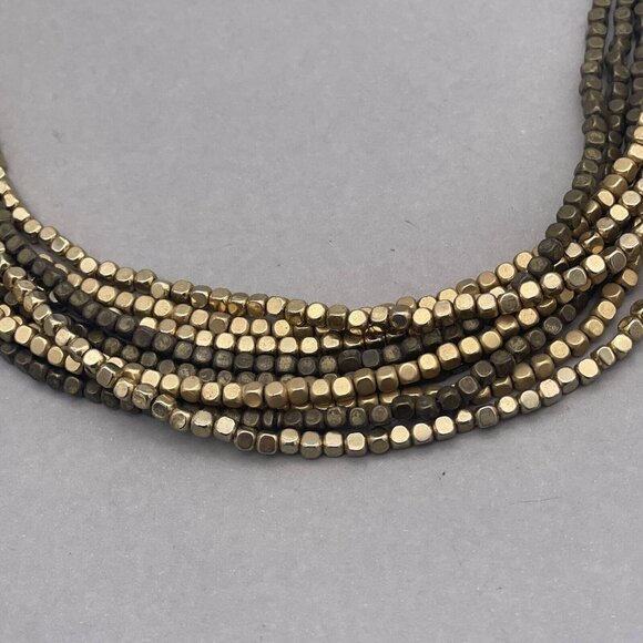 Chicos Multi Strand Two Tone Beaded Collar Statement Necklace 19 to 21 Inches - Picture 3 of 4